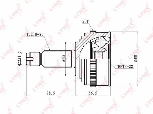 Jeu de joints, arbre de transmission LYNXAUTO CO-3406A