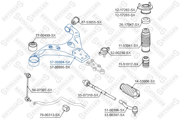 Bras de liaison, suspension de roue STELLOX 57-00894-SX