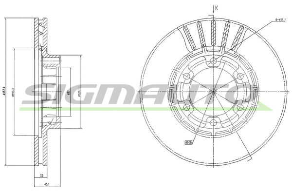 Disque de frein SIGMAUTO DBA458V