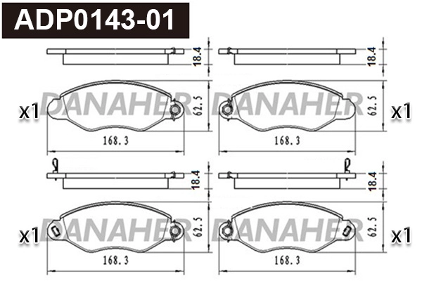 Kit de plaquettes de frein, frein à disque DANAHER ADP0143-01