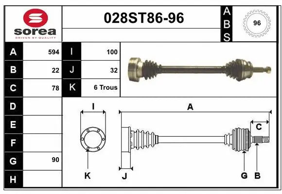 Arbre de transmission STARTCAR 028ST86-96