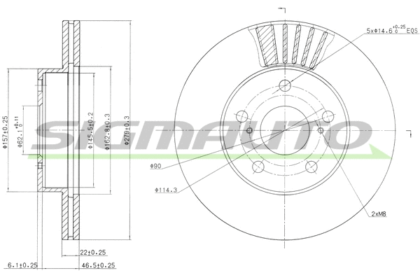 Disque de frein SIGMAUTO DBA777V