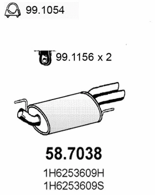 Silencieux arrière ASSO 58.7038
