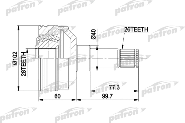 Jeu de joints, arbre de transmission PATRON PCV4012