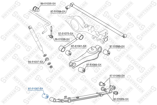 Coussinet de palier, ressort à lames STELLOX 87-51087-SX