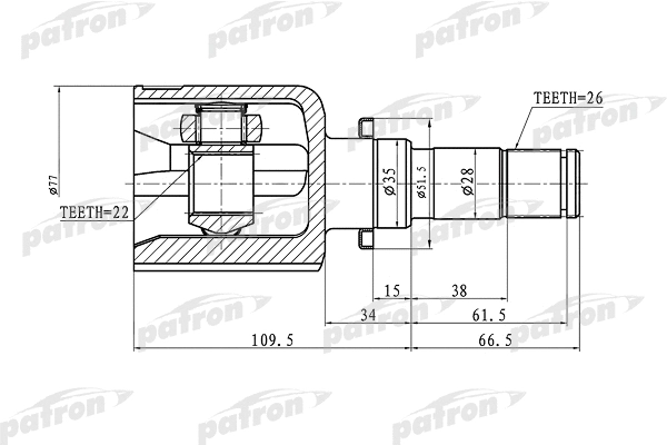 Jeu de joints, arbre de transmission PATRON PCV1363
