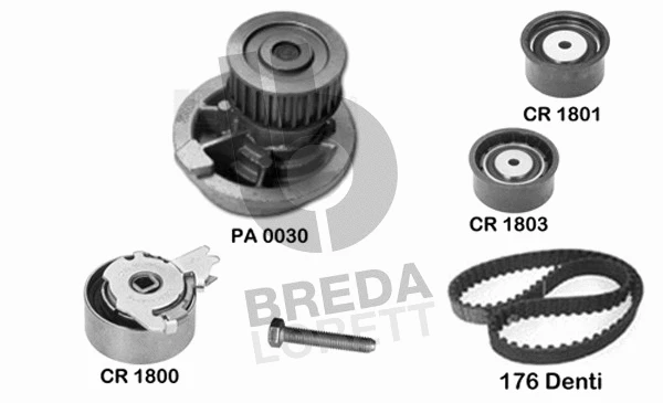 Pompe à eau + kit de courroie crantée BREDA LORETT KPA0614A
