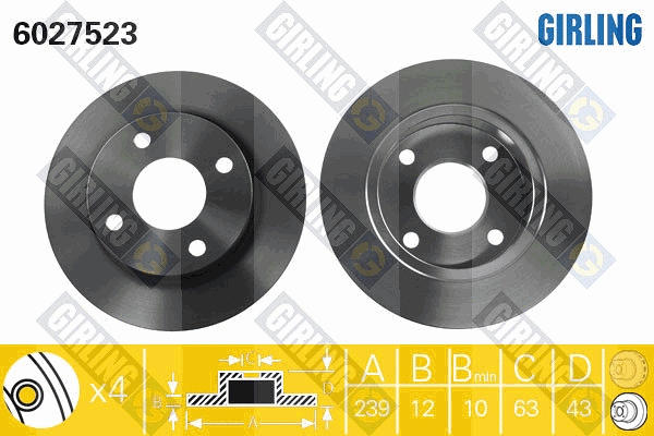 Disque de frein GIRLING 6027523