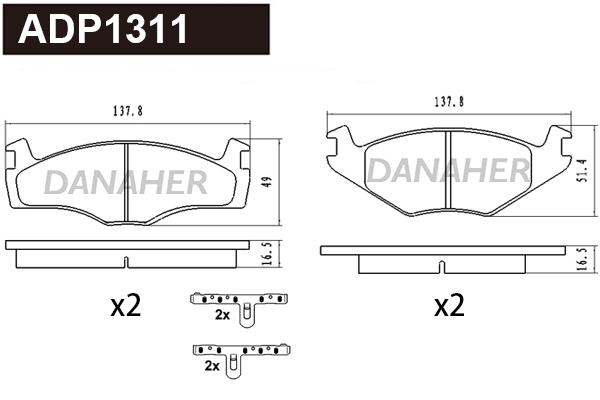 Kit de plaquettes de frein, frein à disque DANAHER ADP1311