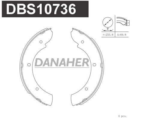 Jeu de mâchoires de frein, frein de stationnement DANAHER DBS10736