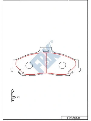 Kit de plaquettes de frein, frein à disque FBK FD3805M