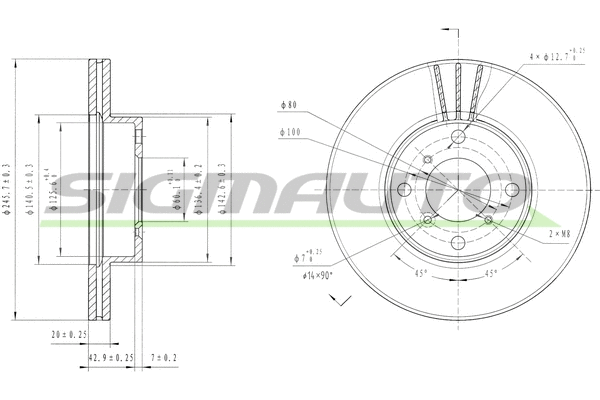 Disque de frein SIGMAUTO DBB396V