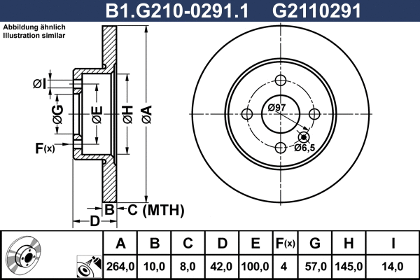 Disque de frein GALFER B1.G210-0291.1