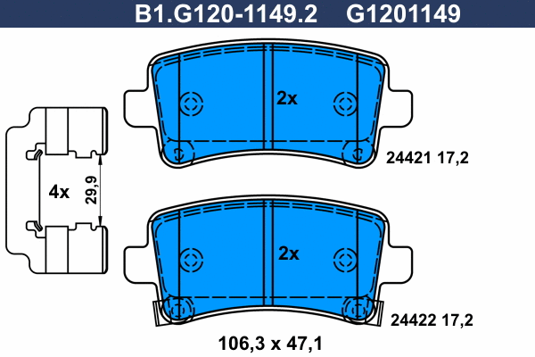 Kit de plaquettes de frein, frein à disque GALFER B1.G120-1149.2