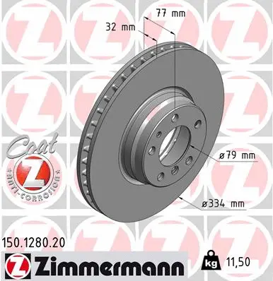 Disque de frein ZIMMERMANN 150.1280.20