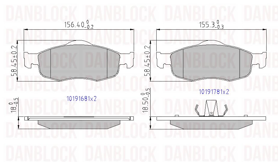 Kit de plaquettes de frein, frein à disque DANBLOCK DB 510166
