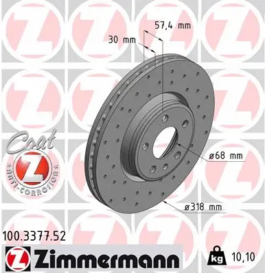Disque de frein ZIMMERMANN 100.3377.52