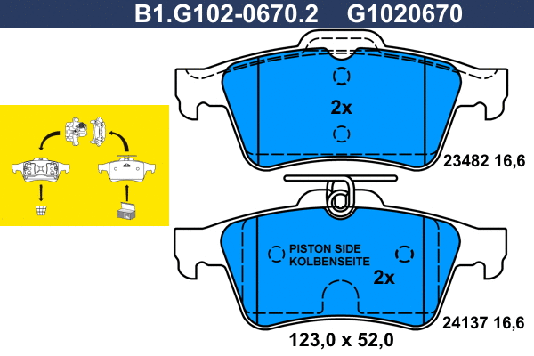 Kit de plaquettes de frein, frein à disque GALFER B1.G102-0670.2
