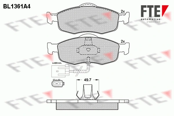 Kit de plaquettes de frein, frein à disque FTE 9010140