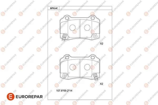 Kit de plaquettes de frein, frein à disque EUROREPAR 1681258980