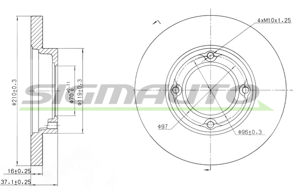 Disque de frein SIGMAUTO DBA968S
