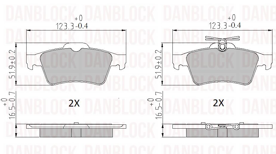 Kit de plaquettes de frein, frein à disque DANBLOCK DB 510481