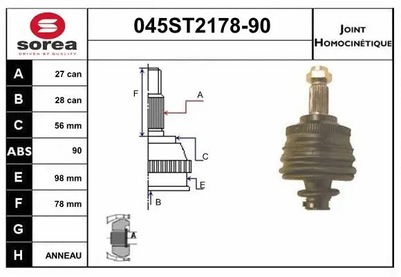Jeu de joints, arbre de transmission STARTCAR 045ST2178-90