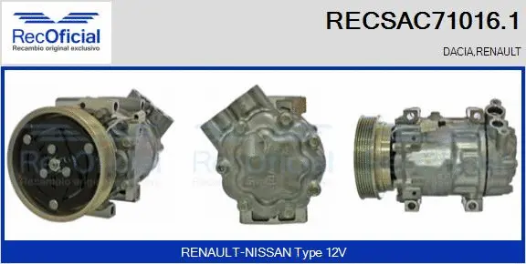 Compresseur, climatisation RECOFICIAL RECSAC71016.1
