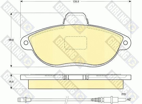 Kit de plaquettes de frein, frein à disque GIRLING 6112163