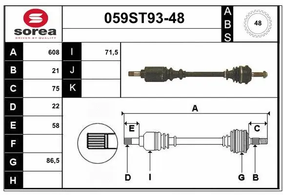 Arbre de transmission STARTCAR 059ST93-48