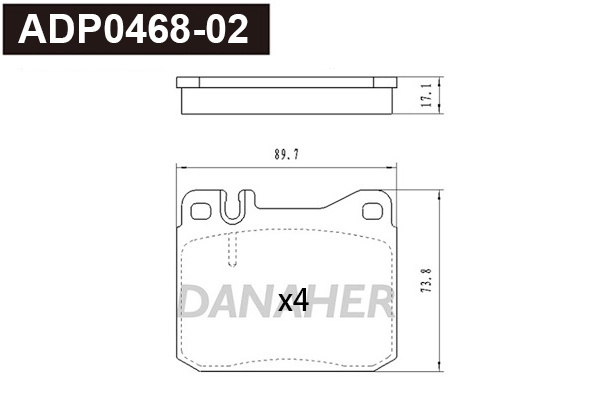 Kit de plaquettes de frein, frein à disque DANAHER ADP0468-02