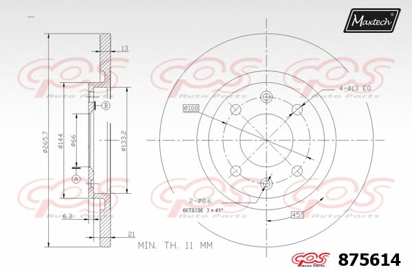 Disque de frein MAXTECH 875614