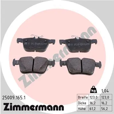 Kit de plaquettes de frein, frein à disque ZIMMERMANN 25009.165.1