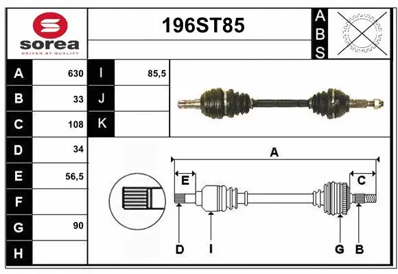 Arbre de transmission STARTCAR 196ST85