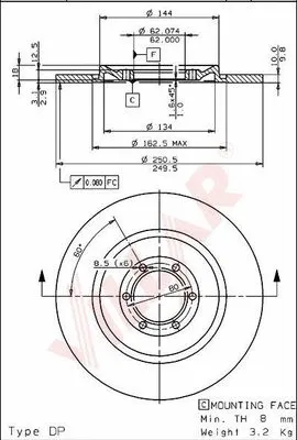 Disque de frein VILLAR 628.1729