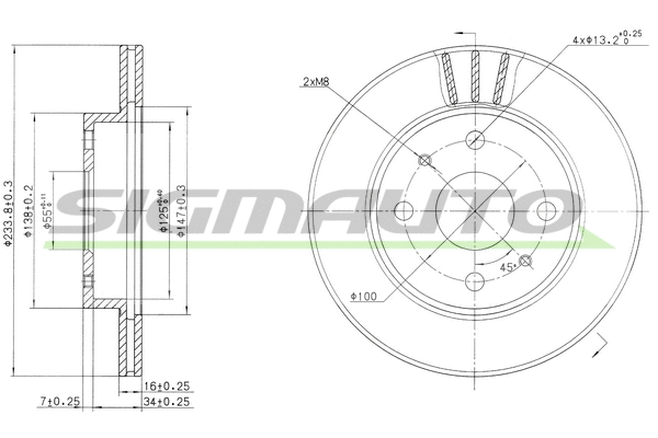 Disque de frein SIGMAUTO DBB394V