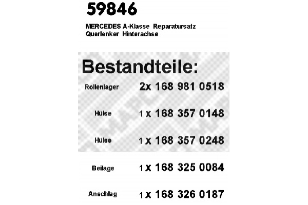 Kit de réparation, bras triangulaire MAPCO 59846