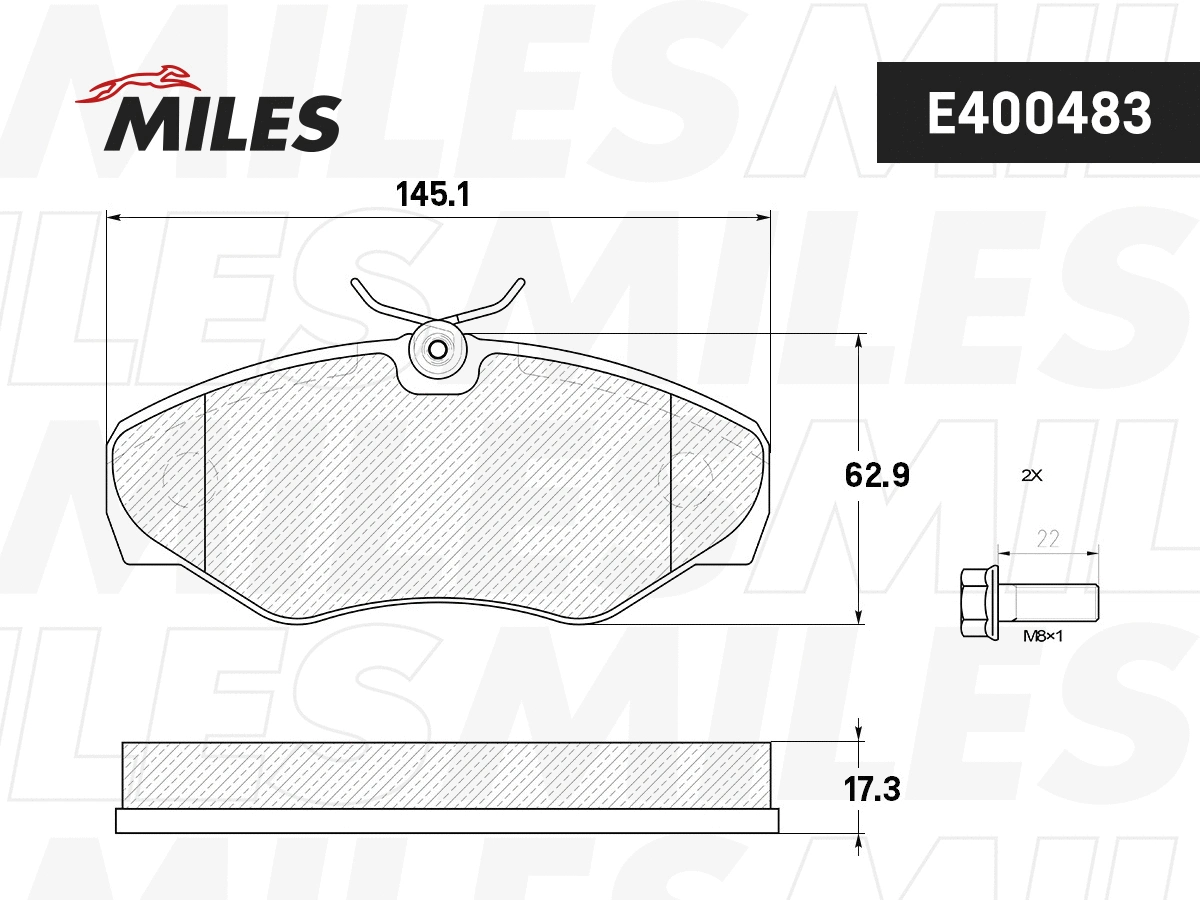 Kit de plaquettes de frein, frein à disque MILES E400483