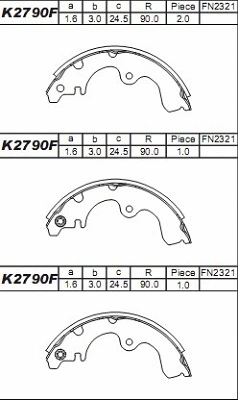 Jeu de mâchoires de frein ASIMCO K2790F