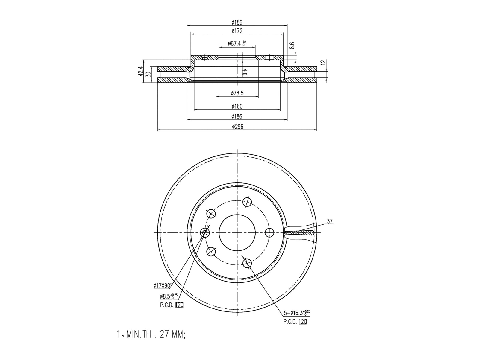Disque de frein A.Z. Meisterteile AZMT-44-024-1368