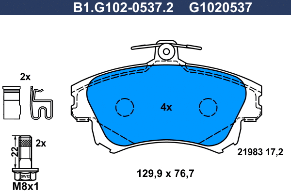Kit de plaquettes de frein, frein à disque GALFER B1.G102-0537.2