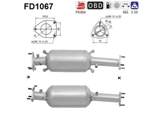 Filtre à particules / à suie, échappement AS FD1067