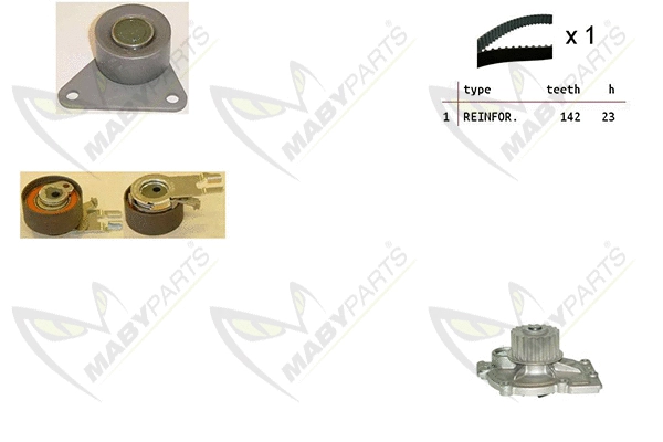 Pompe à eau + kit de courroie crantée MABYPARTS OBKWP0166