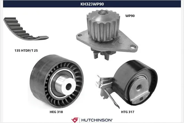 Pompe à eau + kit de courroie crantée HUTCHINSON KH 323WP90