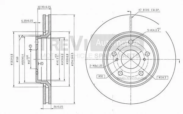 Disque de frein TREVI AUTOMOTIVE BD1250