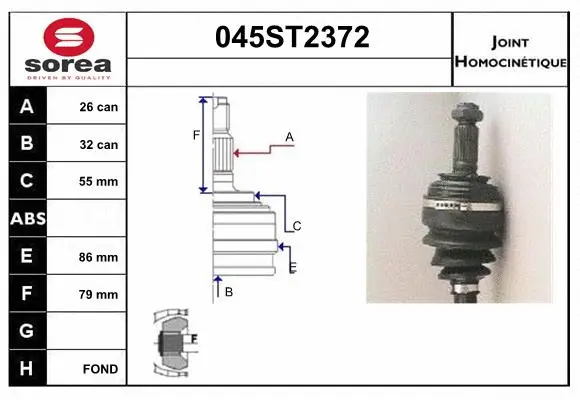 Jeu de joints, arbre de transmission STARTCAR 045ST2372