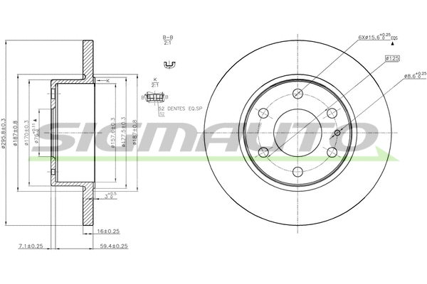 Disque de frein SIGMAUTO DB0316S