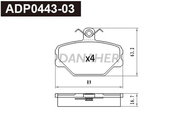 Kit de plaquettes de frein, frein à disque DANAHER ADP0443-03