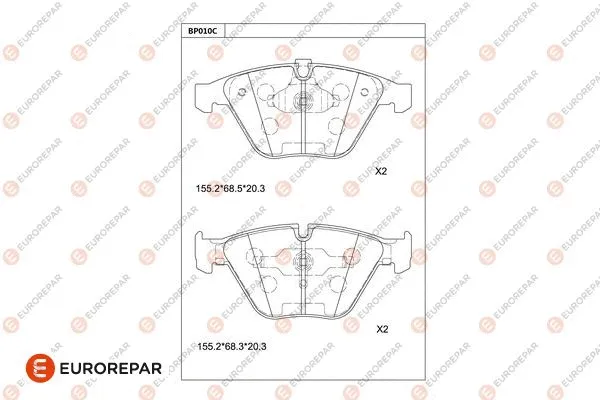 Kit de plaquettes de frein, frein à disque EUROREPAR 1681243680