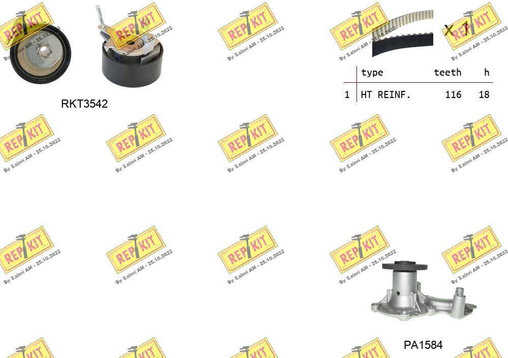 Pompe à eau + kit de courroie crantée REPKIT RKTK1163PA